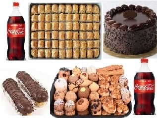 Ofis Kutlama Paketi Pasta Baklava Kuru Pasta Ekler ve İçecek Seti